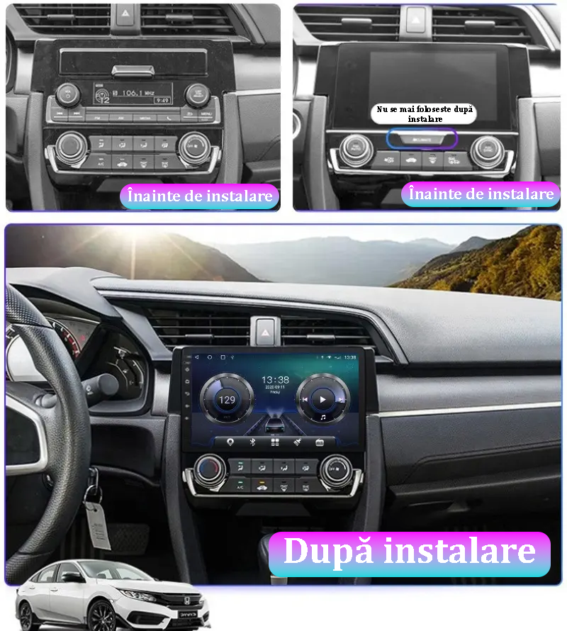 (Resigilata) Navigatie dedicata Honda Civic ( 2016 - 2020 ), 2GB RAM 32GB ROM, Quad Core, Display 9" IPS Full HD, Carplay, Android 13, Bluetooth, Magazin Play, Suport camere AHD [4]