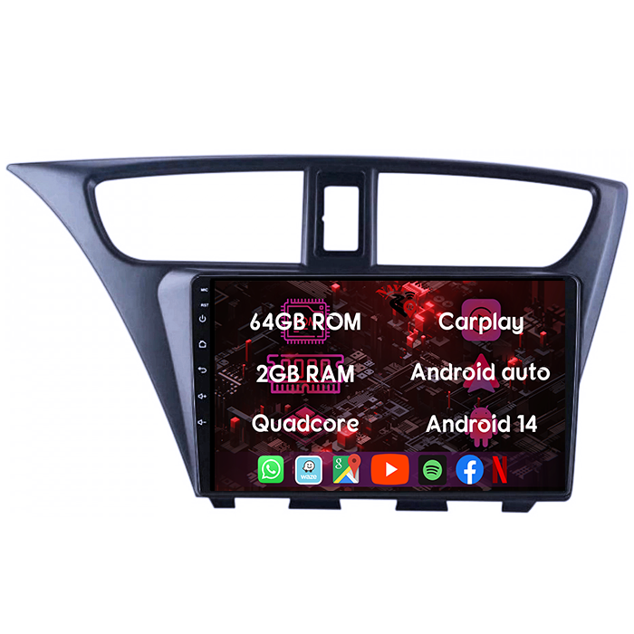 (Resigilata) Navigatie dedicata Honda Civic IX Hatchback 2011 - 2015, 2GB RAM 32GB ROM, Quad Core, Display 9" IPS Full HD, Carplay, Android 13, Bluetooth, Magazin Play, Suport camere AHD [10]