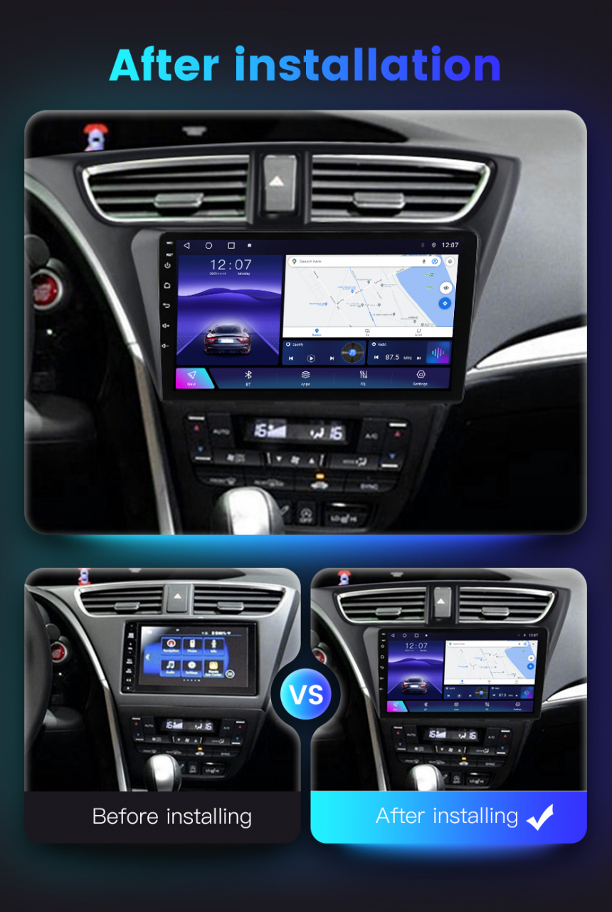 (Resigilata) Navigatie dedicata Honda Civic IX Hatchback 2011 - 2015, 2GB RAM 32GB ROM, Quad Core, Display 9" IPS Full HD, Carplay, Android 13, Bluetooth, Magazin Play, Suport camere AHD [7]