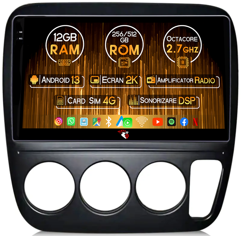 Navigatie dedicata Honda CR-V 1998, 12GB RAM 256GB ROM, Android 13, Rezolutie 2K, Display QLED, 9", DSP, Carplay, Android Auto, Internet, Youtube, Waze, Wi Fi, USB [1]