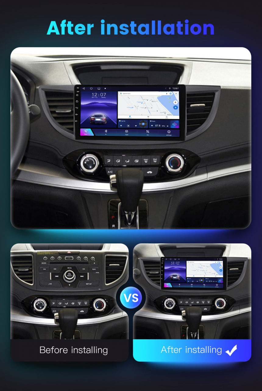 Navigatie dedicata Honda CR-V IV 2012 - 2018, 4 GB RAM 64 ROM, Android 13, Display QLED, 10", DSP, Carplay, Android Auto, Internet, Youtube , Waze , Wi Fi , Usb , Bluetooth [7]