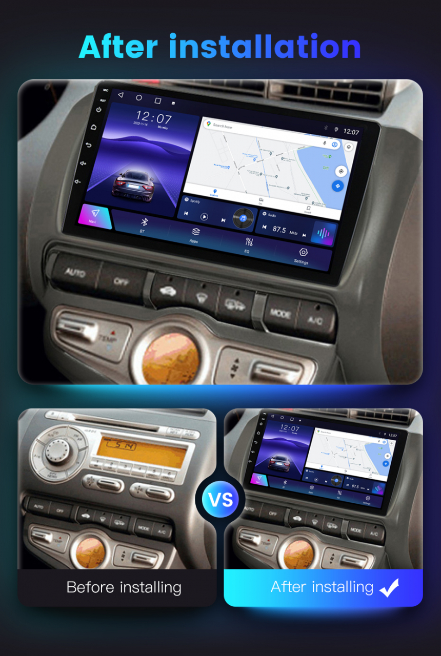 Navigatie dedicata Honda Jazz/City 2006, 4 GB RAM 32GB ROM, Android 13, Display QLED, 9", DSP, Carplay, Android Auto, Internet, Youtube , Waze , Wi Fi , Usb , Bluetooth [5]