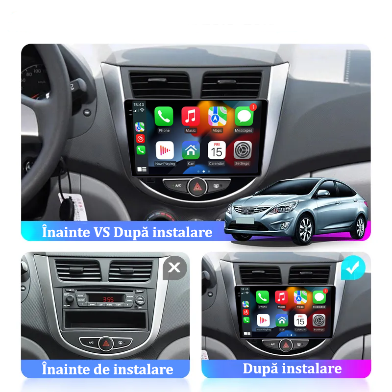 Navigatie dedicata Hyundai Accent 2010-2016, 12GB RAM 256GB ROM, Android 13, Rezolutie 2K, Display QLED, 9", DSP, Carplay, Android Auto, Internet, Youtube, Waze, Wi Fi, USB [6]