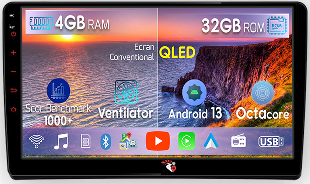 Navigatie dedicata Hyundai Azera 2006-2010, 4 GB RAM 32 ROM, Android 13, Display QLED, 9", DSP, Carplay, Android Auto, Internet, Youtube , Waze , WI-FI , USB , Bluetooth [1]