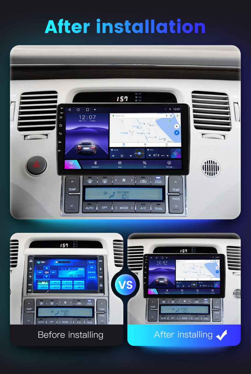Navigatie dedicata Hyundai Azera 2006-2010, 4 GB RAM 32 ROM, Android 13, Display QLED, 9", DSP, Carplay, Android Auto, Internet, Youtube , Waze , WI-FI , USB , Bluetooth [8]