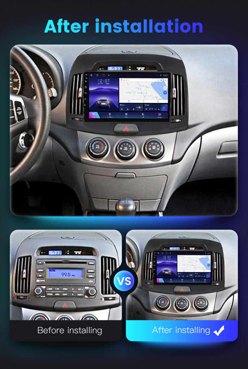 Navigatie dedicata Hyundai Elantra 2006-2011, 4 GB RAM 32 ROM, Android 13, Display QLED, 9", DSP, Carplay, Android Auto, Internet, Youtube , Waze , WI-FI , USB , Bluetooth [8]