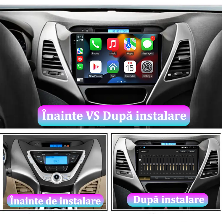 Navigatie dedicata Hyundai Elantra 2011-2013, 12GB RAM 256GB ROM, Android 13, Rezolutie 2K, Display QLED, 9", DSP, Carplay, Android Auto, Internet, Youtube, Waze, Wi Fi, USB [2]