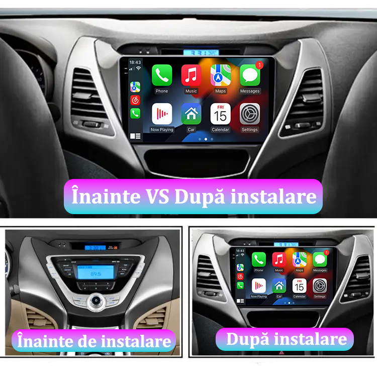 Navigatie dedicata Hyundai Elantra 2011-2016, 12GB RAM 256GB ROM, Android 13, Rezolutie 2K, Display QLED, 9", DSP, Carplay, Android Auto, Internet, Youtube, Waze, Wi Fi, USB [5]