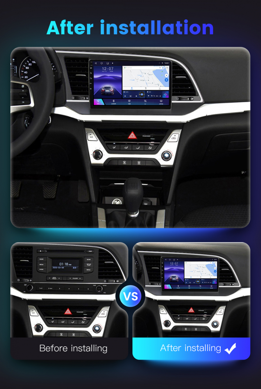 Navigatie dedicata Hyundai Elantra 2019, 9 inch, 4 GB RAM + 64 ROM, Android 13, QLED, Aplicatii, Mirrorlink, Bluetooth [8]