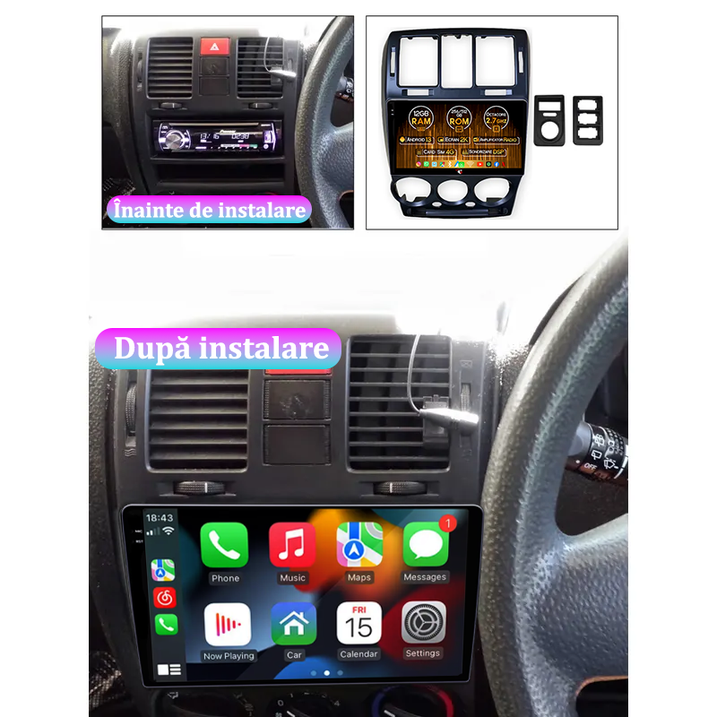 Navigatie dedicata Hyundai Getz 2002-2011, 12GB RAM 256GB ROM, Android 13, Rezolutie 2K, Display QLED, 9", DSP, Carplay, Android Auto, Internet, Youtube, Waze, Wi Fi, USB [5]