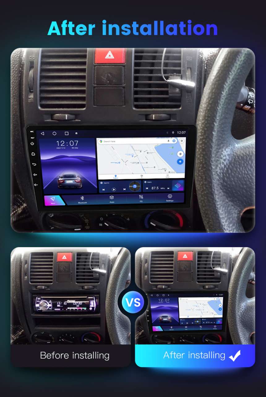 Navigatie dedicata Hyundai Getz 2002-2011, 4 GB RAM 32 ROM, Android 13, Display QLED, 9", DSP, Carplay, Android Auto, Internet, Youtube , Waze , WI-FI , USB , Bluetooth [7]