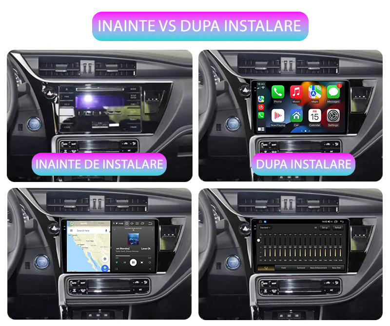 Navigatie dedicata Toyota Corolla 2017-2019, 12GB RAM 256GB ROM, Android 13, Rezolutie 2K, Display QLED, 10.2", DSP, Carplay, Android Auto, Internet, Youtube, Waze, Wi Fi, USB [5]