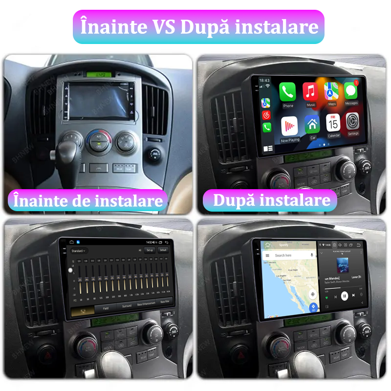 Navigatie dedicata Hyundai H1 2019, 12GB RAM 256GB ROM, Android 13, Rezolutie 2K, Display QLED, 9", DSP, Carplay, Android Auto, Internet, Youtube, Waze, Wi Fi, USB [5]