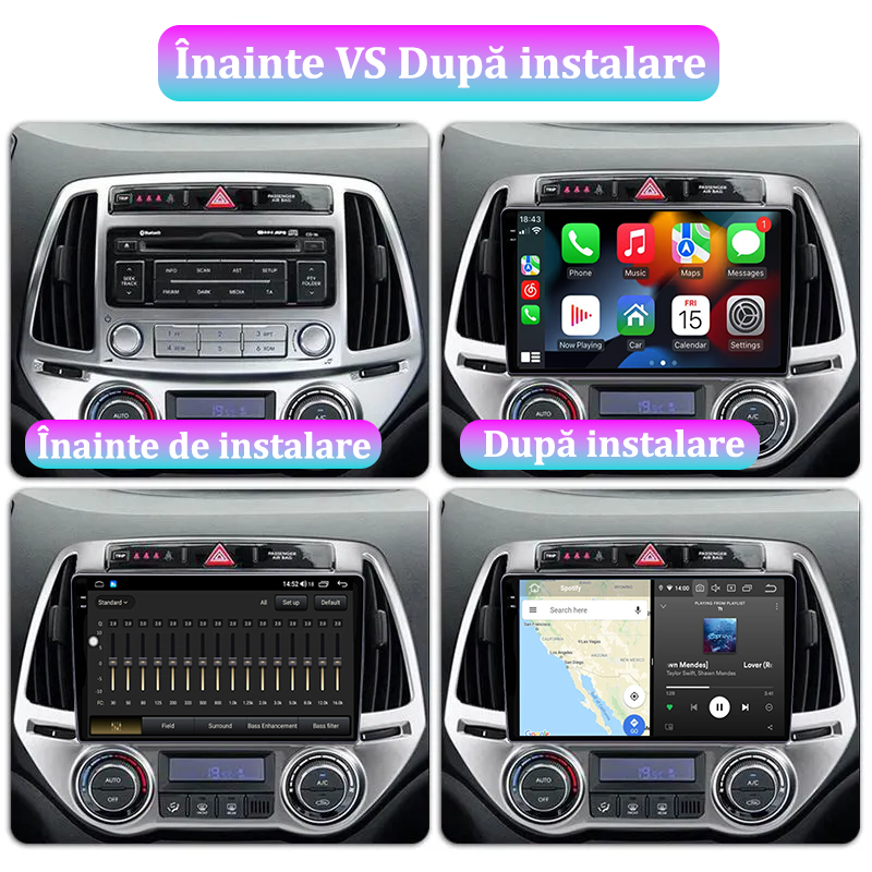 Navigatie dedicata Hyundai I20 2012-2014, 12GB RAM 256GB ROM, Android 13, Rezolutie 2K, Display QLED, 10", DSP, Carplay, Android Auto, Internet, Youtube, Waze, Wi Fi, USB [3]