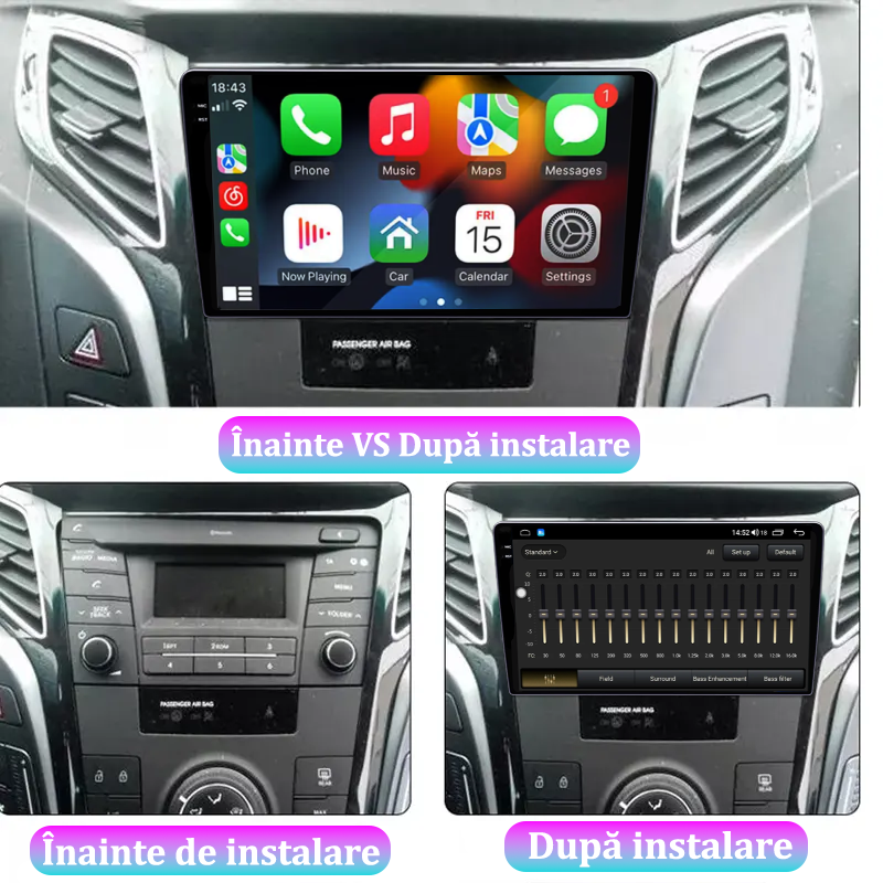 Navigatie dedicata Hyundai i40 2016, 12GB RAM 256GB ROM, Android 13, Rezolutie 2K, Display QLED, 9", DSP, Carplay, Android Auto, Internet, Youtube, Waze, Wi Fi, USB [2]