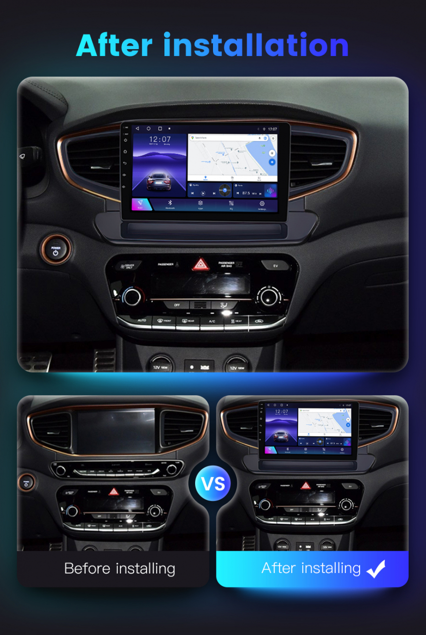 Navigatie dedicata Hyundai Ioniq 2016-2020 , 4 GB RAM 32 ROM, Android 13, Display QLED, 9", DSP, Carplay, Android Auto, Internet, Youtube , Waze , WI-FI , USB , Bluetooth [6]