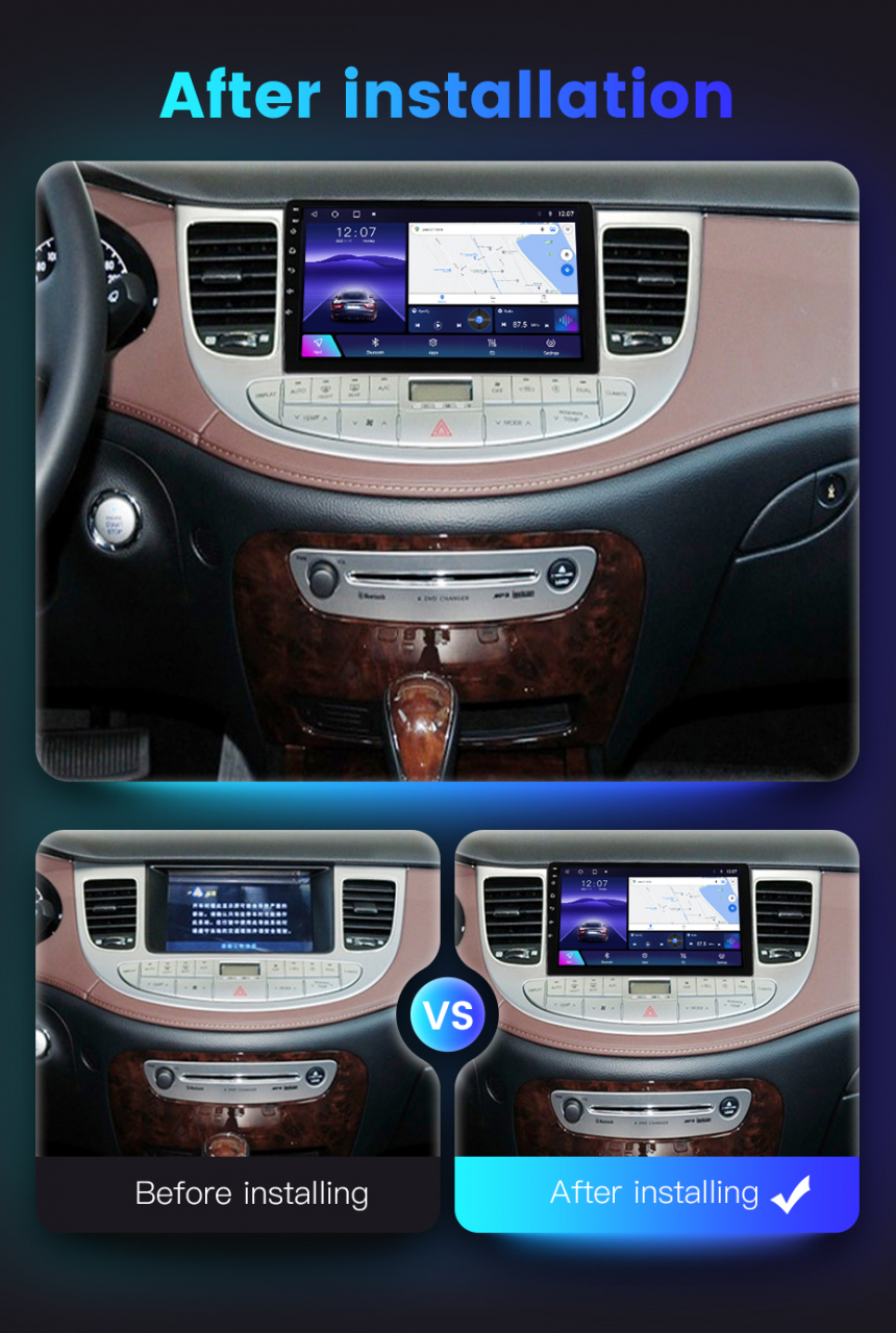 (Resigilata) Navigatie dedicata Hyundai Rohens Genesis 2008-2013, 2GB RAM 32GB ROM, Quad Core, Display 9" IPS Full HD, Carplay, Android 13, Bluetooth, Magazin Play, Suport camere AHD [5]