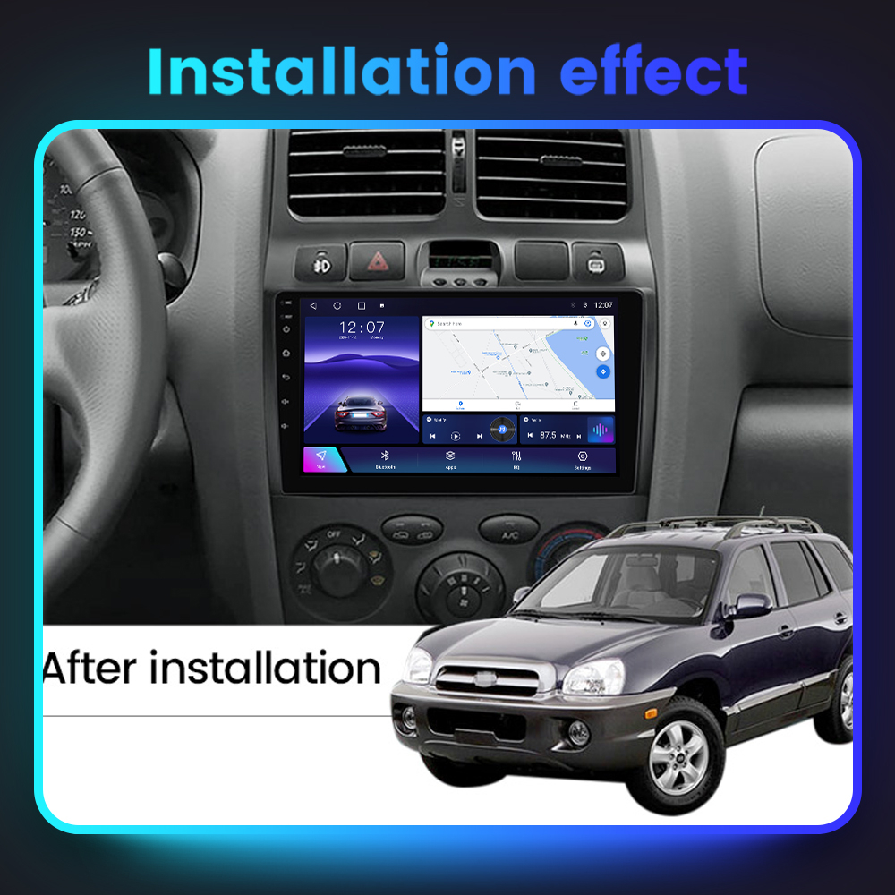 Navigatie dedicata Hyundai Santa Fe 2000-2012, 4 GB RAM 32 ROM, Android 13, Display QLED, 9", DSP, Carplay, Android Auto, Internet, Youtube , Waze , WI-FI , USB , Bluetooth [7]