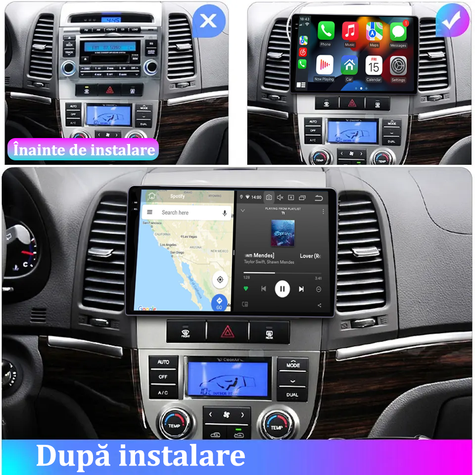 Navigatie dedicata Hyundai Santa Fe, 2005-2012, 12GB RAM 256GB ROM, Android 13, Rezolutie 2K, Display QLED, 9", DSP, Carplay, Android Auto, Internet, Youtube, Waze, Wi Fi, USB [6]