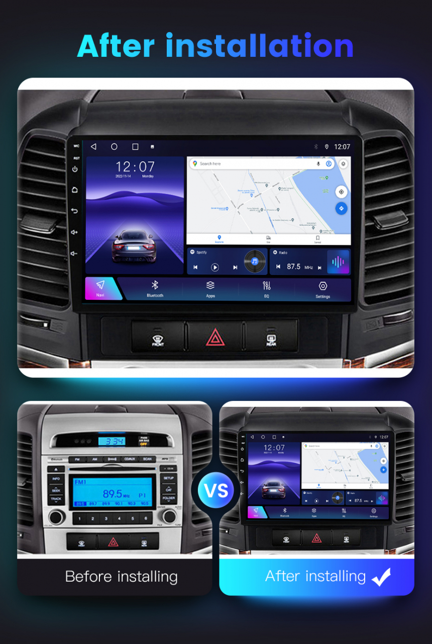 Navigatie dedicata Hyundai Santa Fe, 2005-2012, 4GB RAM 32GB ROM, Octacore, Android 13, Display QLED 9", DSP, Carplay, Android Auto, Internet, Youtube, Waze, WIFI, Bluetooth [6]