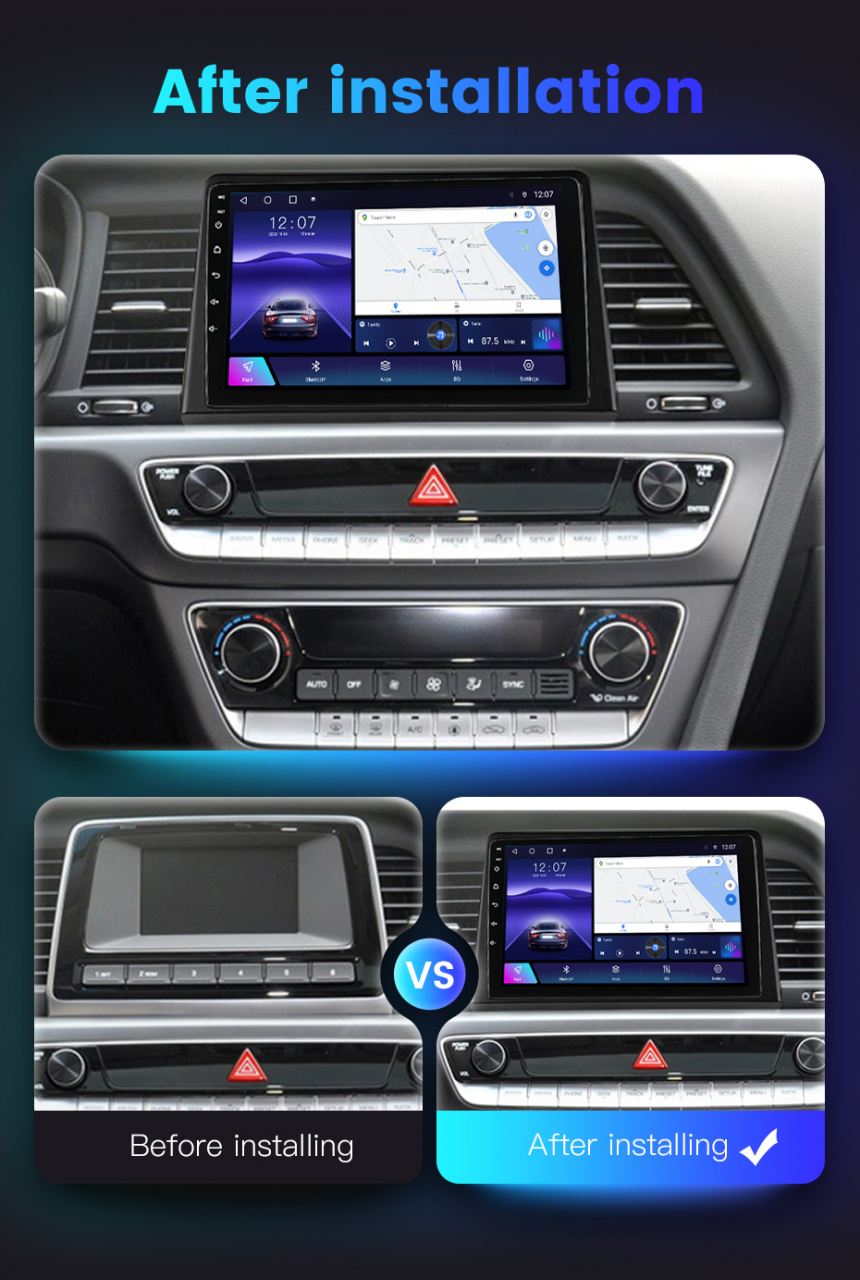 Navigatie dedicata Hyundai Sonata 7 2017-2019, 4 GB RAM 32 ROM, Android 13, Display QLED, 9", DSP, Carplay, Android Auto, Internet, Youtube , Waze , WI-FI , USB , Bluetooth [8]