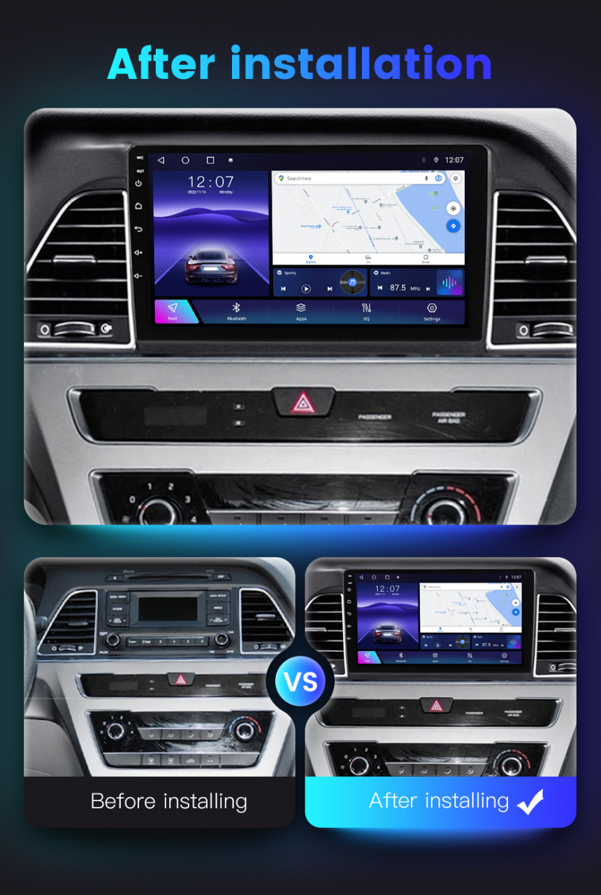 (Resigilata) Navigatie dedicata Hyundai Sonata 9 2015-2018, 2GB RAM 32GB ROM, Quad Core, Display 9" IPS Full HD, Carplay, Android 13, Bluetooth, Magazin Play, Suport camere AHD [4]