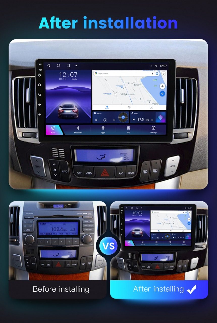 (Resigilata) Navigatie dedicata Hyundai Sonata NF 2009, 2GB RAM 32GB ROM, Quad Core, Display 9" IPS Full HD, Carplay, Android 13, Bluetooth, Magazin Play, Suport camere AHD [3]