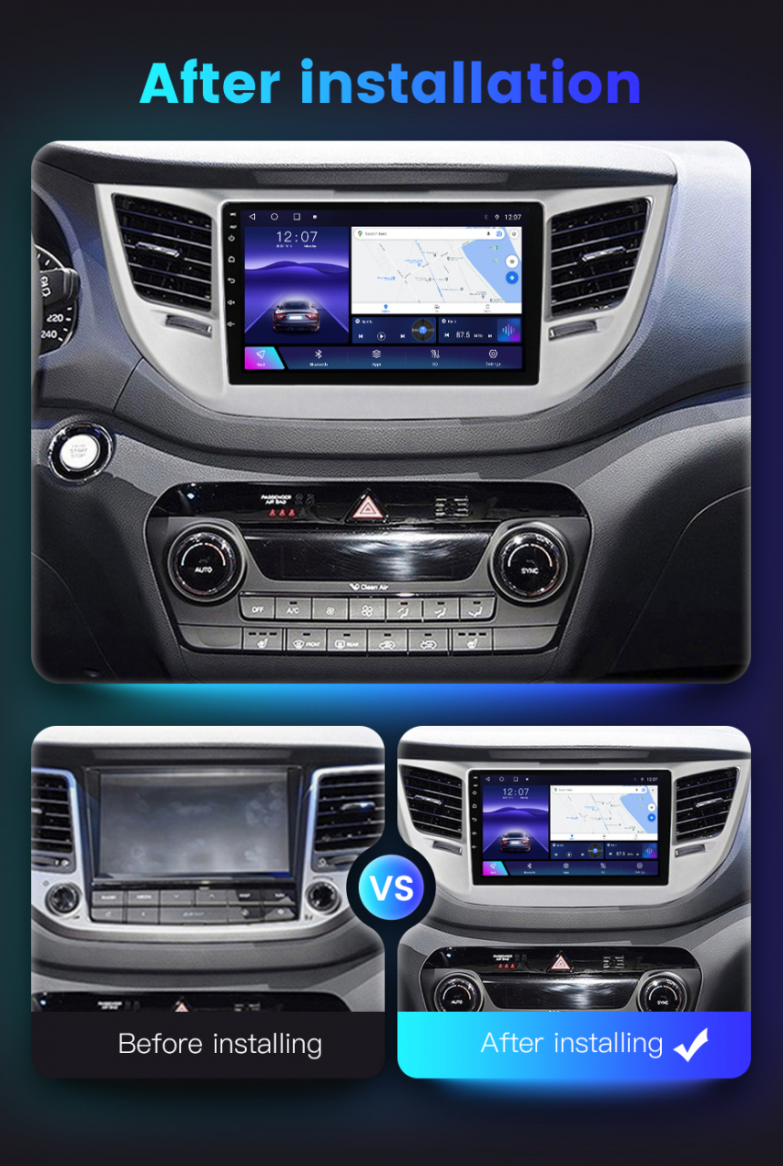 (Resigilata) Navigatie dedicata Hyundai Tucson 2014-2018, 2GB RAM 32GB ROM, Quad Core, Display 9" IPS Full HD, Carplay, Android 13, Bluetooth, Magazin Play, Suport camere AHD [3]