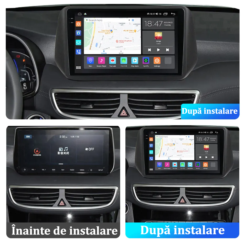 Navigatie dedicata Hyundai Tucson IX35 2019+, 8GB RAM 128GB ROM, Octacore, Platforma 7862, Android 14, Display QLED 9”, Suporta camera 360º, DSP, Carplay&Android Auto, SIM 4G, Ventilator Activ [3]