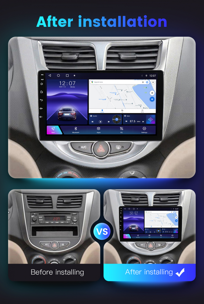 (Resigilata) Navigatie dedicata Hyundai Verna 2010-2016, 2GB RAM 32GB ROM, Quad Core, Display 9" IPS Full HD, Carplay, Android 13, Bluetooth, Magazin Play, Suport camere AHD [5]
