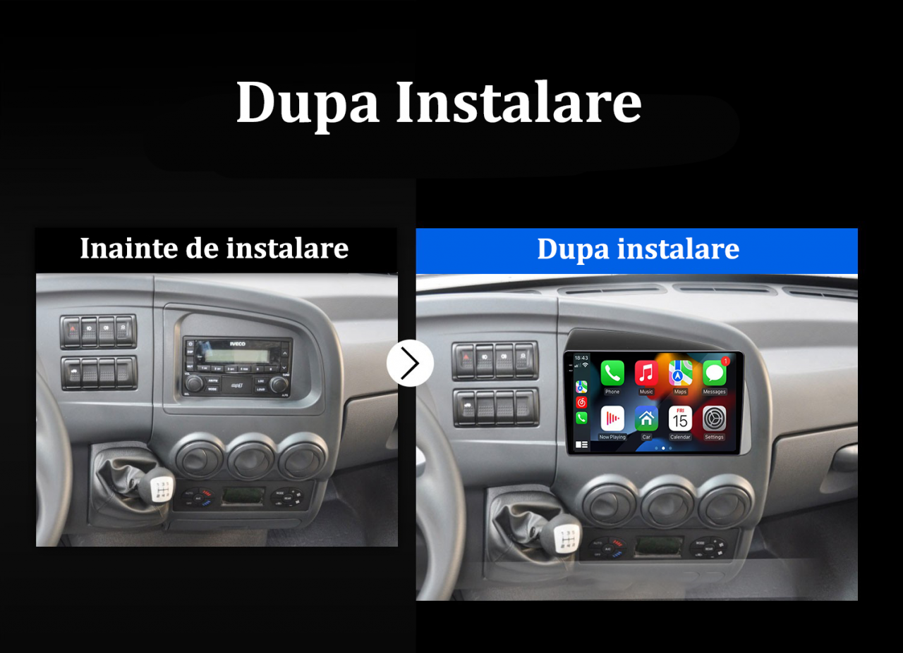 Navigatie dedicata Iveco Bronte 2014-2016, 12GB RAM 256GB ROM, Android 13, Rezolutie 2K, Display QLED, 9", DSP, Carplay, Android Auto, Internet, Youtube, Waze, Wi Fi, USB [5]