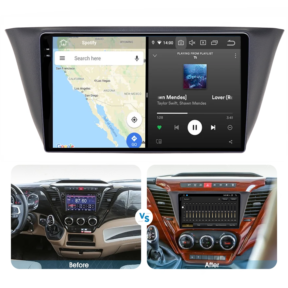 Navigatie dedicata Iveco Klen, RV, 12GB RAM 256GB ROM, Android 13, Rezolutie 2K, Display QLED, 9", DSP, Carplay, Android Auto, Internet, Youtube, Waze, Wi Fi, USB [4]
