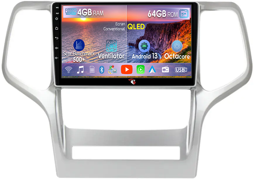 Navigatie dedicata Jeep Grand Cherokee 2010-2013, 4GB RAM 64GB ROM, Android 13, Display 9 " , Internet ,Aplicatii , Waze , WI-FI , USB , Bluetooth , Mirrorlink [1]
