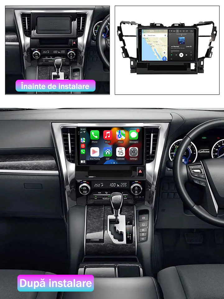 Navigatie dedicata Toyota Alphard 2015-2020, 12GB RAM 256GB ROM, Android 13, Rezolutie 2K, Display QLED, 10", DSP, Carplay, Android Auto, Internet, Youtube, Waze, Wi Fi, USB [4]
