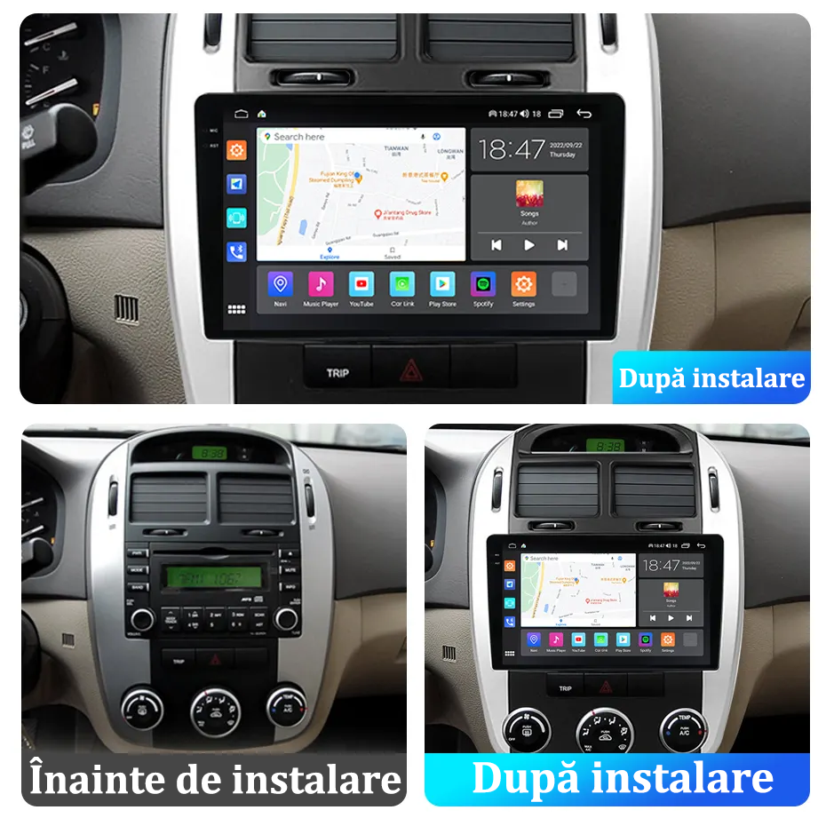 Navigatie dedicata Kia Cerato 2004-2008, 12GB RAM 256GB ROM, Android 13, Rezolutie 2K, Display QLED, 9", DSP, Carplay, Android Auto, Internet, Youtube, Waze, Wi Fi, USB [5]