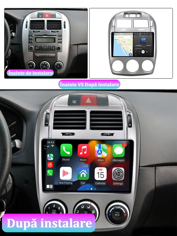 Navigatie dedicata Kia Cerato 2005-2006, 12GB RAM 256GB ROM, Android 13, Rezolutie 2K, Display QLED, 9", DSP, Carplay, Android Auto, Internet, Youtube, Waze, Wi Fi, USB [5]