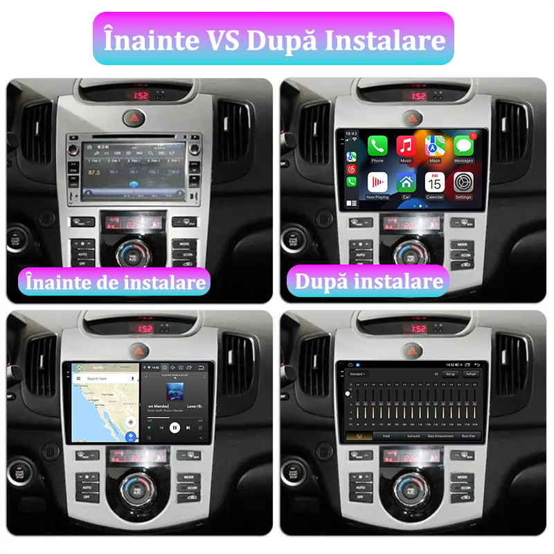 Navigatie dedicata KIA Forte Cerato 2008-2013, 12GB RAM 256GB ROM, Android 13, Rezolutie 2K, Display QLED, 9", DSP, Carplay, Android Auto, Internet, Youtube, Waze, Wi Fi, USB [5]