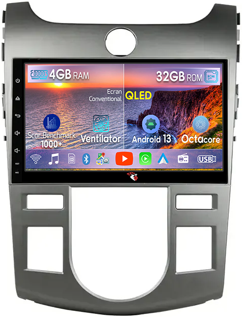 Navigatie dedicata Kia Forte Cerato 2008-2013, Black, 4 GB RAM 32 ROM, Android 13,Display QLED, 9",DSP, Carplay, Android Auto, Internet, Youtube , Waze , WI-FI , USB , Bluetooth , Mir [1]