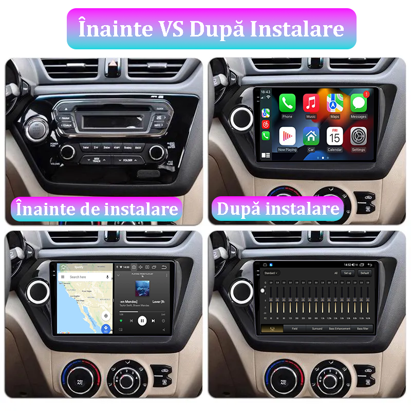 Navigatie dedicata Kia Rio 2011-2015, 12GB RAM 256GB ROM, Android 13, Rezolutie 2K, Display QLED, 9", DSP, Carplay, Android Auto, Internet, Youtube, Waze, Wi Fi, USB [5]