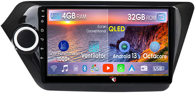 Navigatie dedicata Kia Rio 2011-2015, 4GB RAM 32 ROM, Android 13, Display QLED, 9",DSP, Carplay, Android Auto, Internet, Youtube , Waze , WI-FI , USB , Bluetooth , Mirrorlink [1]