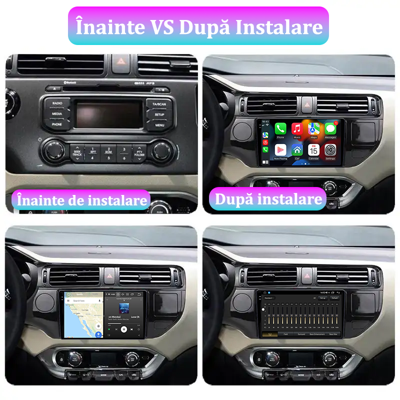 Navigatie dedicata KIA RIO 2011-2017, 12GB RAM 256GB ROM, Android 13, Rezolutie 2K, Display QLED, 9", DSP, Carplay, Android Auto, Internet, Youtube, Waze, Wi Fi, USB [5]