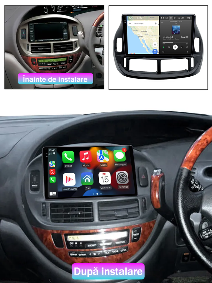 Navigatie dedicata Toyota Estima 2000-2005, 12GB RAM 256GB ROM, Android 13, Rezolutie 2K, Display QLED, 9", DSP, Carplay, Android Auto, Internet, Youtube, Waze, Wi Fi, USB [5]