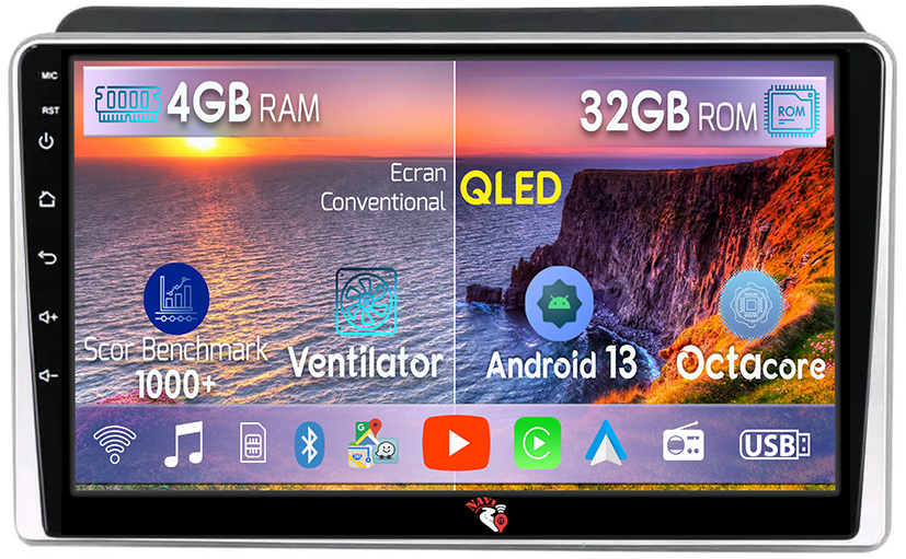 Navigatie dedicata Kia Sorento 2013-2014, 4GB RAM 32 ROM, Android 13, Display QLED, 9",DSP, Carplay, Android Auto, Internet, Youtube , Waze , WI-FI , USB , Bluetooth , Mirrorlink [1]