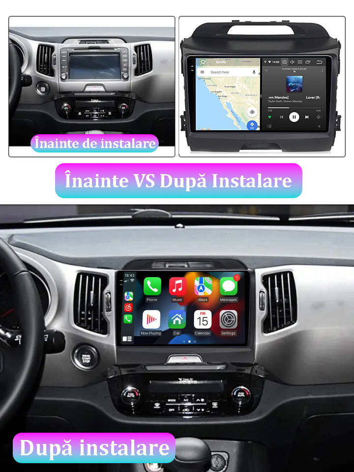 Navigatie dedicata Kia Sportage, 12GB RAM 256GB ROM, Android 13, Rezolutie 2K, Display QLED, 9", DSP, Carplay, Android Auto, Internet, Youtube, Waze, Wi Fi, USB [5]