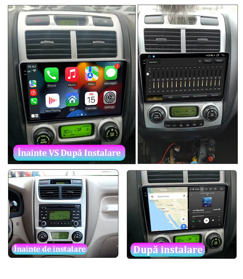 Navigatie dedicata Kia Sportage 2004-2007, 12GB RAM 256GB ROM, Android 13, Rezolutie 2K, Display QLED, 9", DSP, Carplay, Android Auto, Internet, Youtube, Waze, Wi Fi, USB [5]