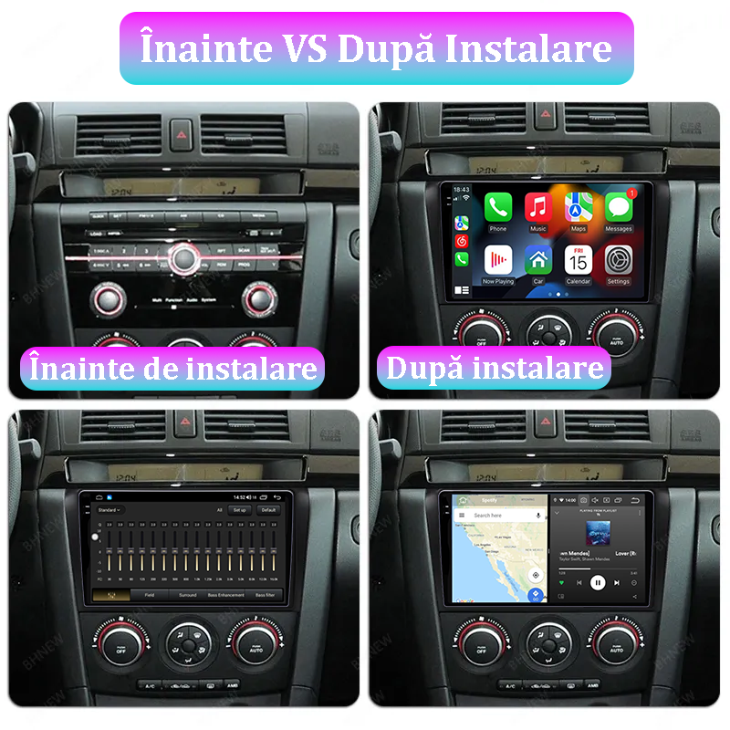 Navigatie dedicata Mazda 3, 12GB RAM 256GB ROM, Android 13, Rezolutie 2K, Display QLED, 9", DSP, Carplay, Android Auto, Internet, Youtube, Waze, Wi Fi, USB [5]