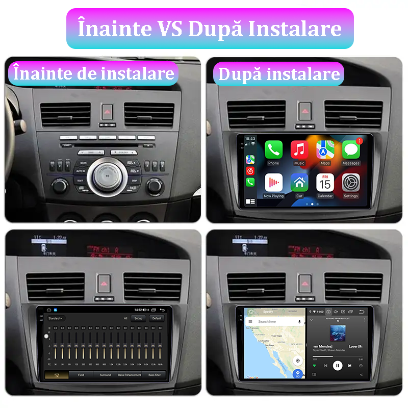 Navigatie dedicata Mazda 3 2010-2012, 12GB RAM 256GB ROM, Android 13, Rezolutie 2K, Display QLED, 9", DSP, Carplay, Android Auto, Internet, Youtube, Waze, Wi Fi, USB [5]