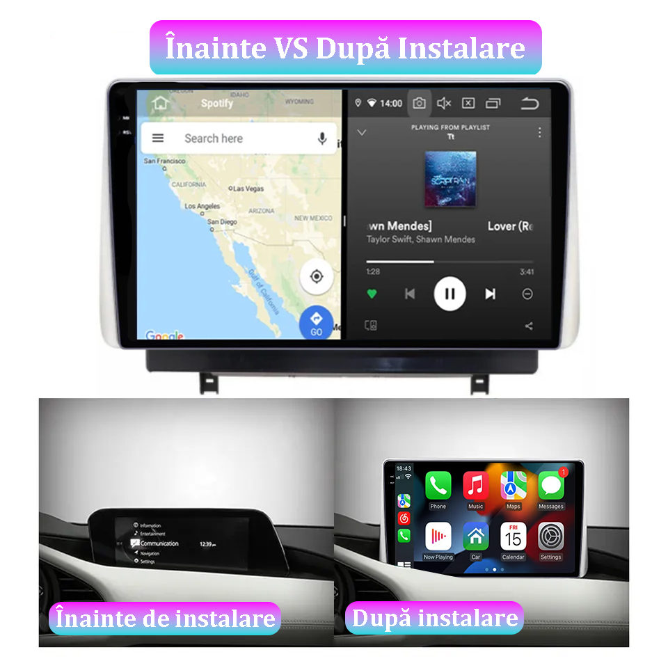 Navigatie dedicata Mazda 3 2020+, 12GB RAM 256GB ROM, Android 13, Rezolutie 2K, Display QLED, 10", DSP, Carplay, Android Auto, Internet, Youtube, Waze, Wi Fi, USB [5]