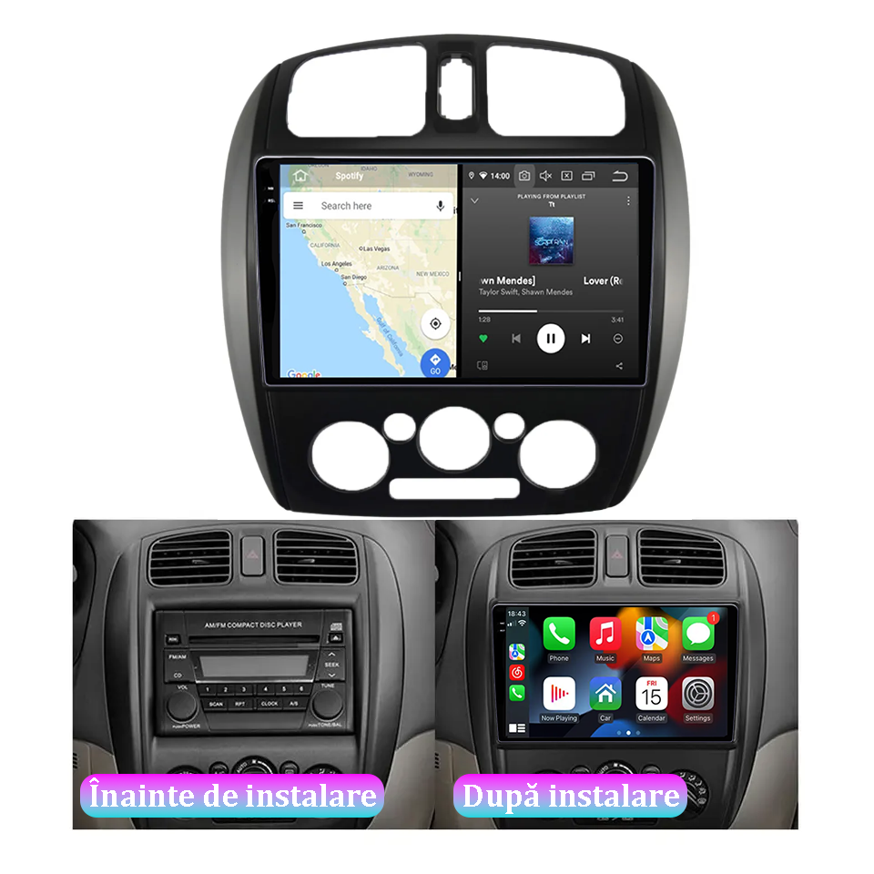 Navigatie dedicata Mazda 323, 12GB RAM 256GB ROM, Android 13, Rezolutie 2K, Display QLED, 9", DSP, Carplay, Android Auto, Internet, Youtube, Waze, Wi Fi, USB [4]
