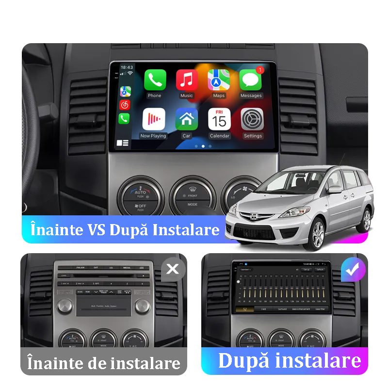 Navigatie dedicata Mazda 5 2005-2010, 12GB RAM 256GB ROM, Android 13, Rezolutie 2K, Display QLED, 9", DSP, Carplay, Android Auto, Internet, Youtube, Waze, Wi Fi, USB [5]
